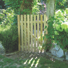 Load image into Gallery viewer, Square top wooden gate in a garden
